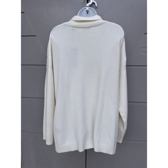 The Kooples Women’s Mock-Neck Cashmere-Blend Oversized Minimalist Sweater Ecru L - Picture 13 of 16